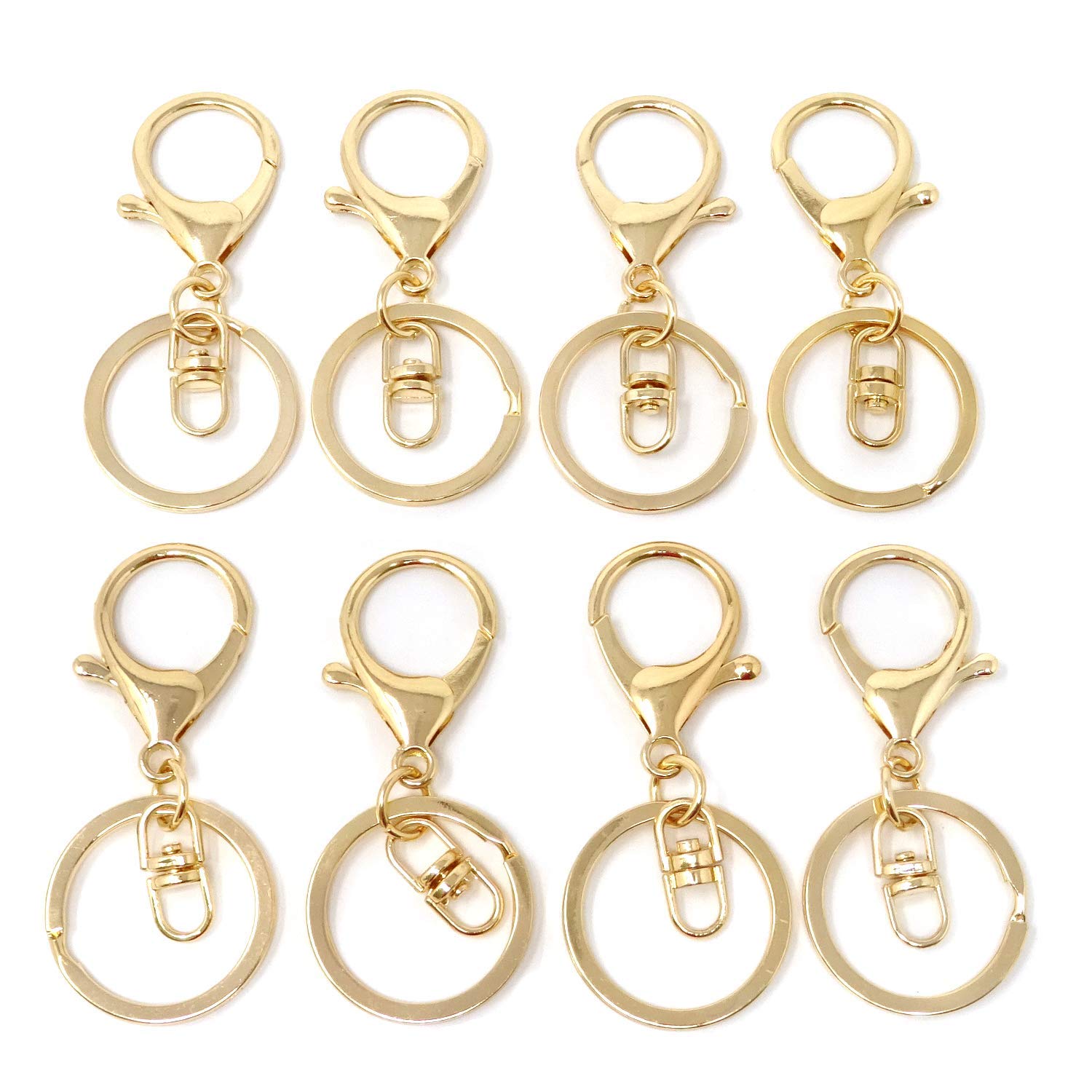 Honbay 20pcs Zinc Alloy KC Gold Lobster Claw Clasp Keychain, Key Ring Loop Key Holders with Flat Split Ring