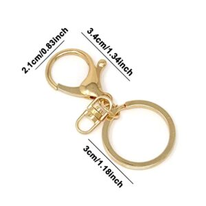 Honbay 20pcs Zinc Alloy KC Gold Lobster Claw Clasp Keychain, Key Ring Loop Key Holders with Flat Split Ring