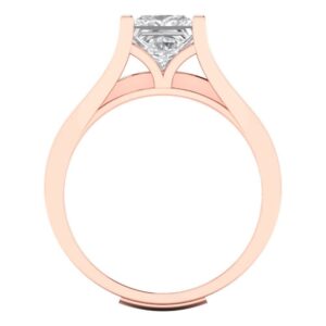 2.28 ct Princess Cut Clear Simulated Diamond 14k Rose Gold Solitaire W/Accents Wedding Engagement Bridal Ring Set Sz 3.5