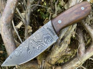 perkin knives custom handmade damascus steel knife hunting knife - bushcraft knife