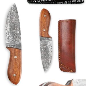 Perkin Knives Custom Handmade Damascus Steel Knife Hunting Knife - Bushcraft Knife