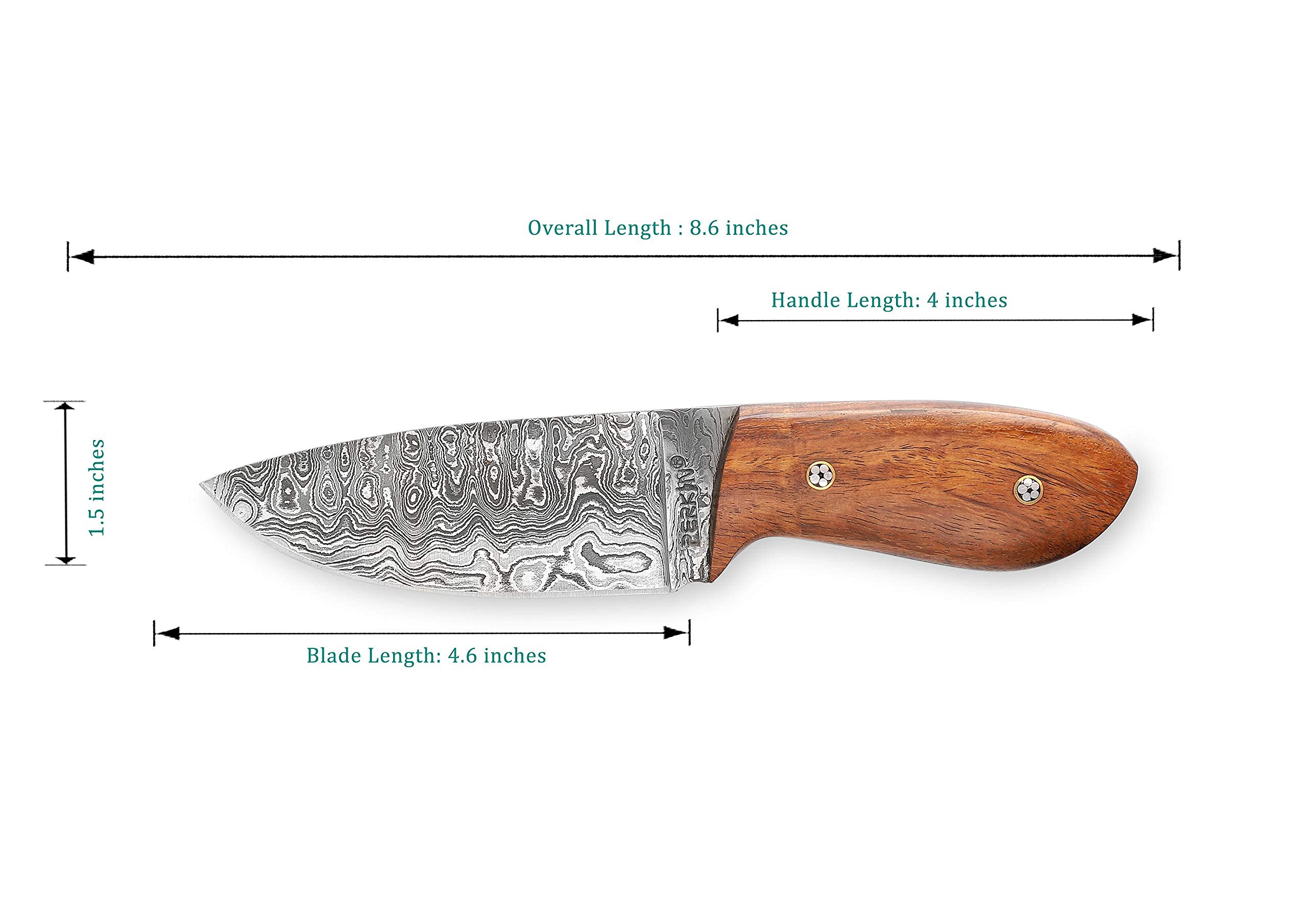 Perkin Knives Custom Handmade Damascus Steel Knife Hunting Knife - Bushcraft Knife