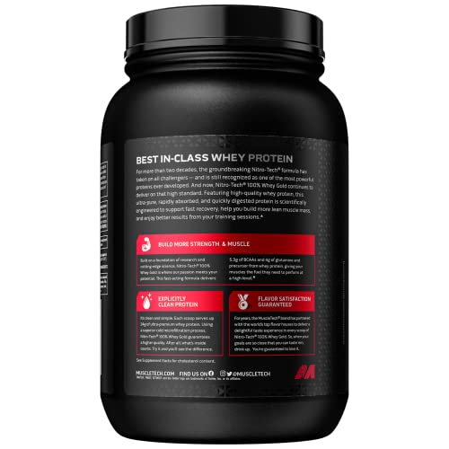 Muscletech Whey Protein Powder (Strawberry Shortcake, 2LB) - Nitro-Tech Whey Protein Isolate Smoothie Mix for Lean Muscle & Fast Recovery - 24g of Whey Gold Protein for Women & Men - Gluten-Free