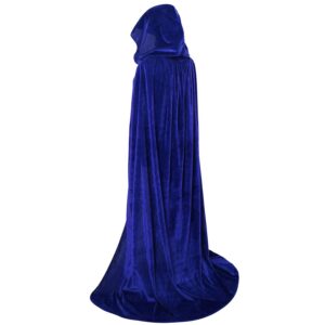 OurLore Unisex Full Length Hooded Robe Cloak Long Velvet Cape Cosplay Costume 59 inch(Blue)