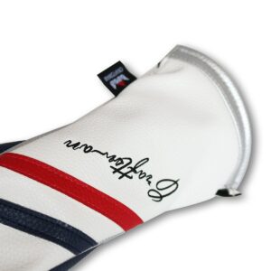 Craftsman Golf White Blue Red Pu Leather Diagonal Stripes Fairway 3 Wood Headcover for All Brands Callaway Big Bertha Cobra TaylorMade Ping Mizuno Etc. (3 Wood Headcover)