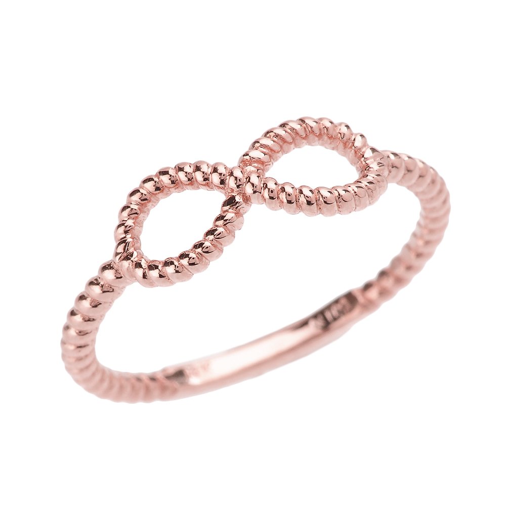 10k Rose Gold Twisted Rope Band Infinity Ring (1.4 mm Band Width) (Size 4.5)