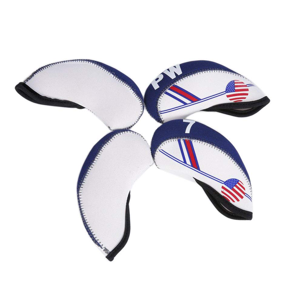 Dark Horse Golf White & Blue US Flag Neoprene Golf Club Head Cover Wedge Iron Protective Headcover For Titleist, Callaway, Ping, Taylormade, Cobra, Nike, Etc.