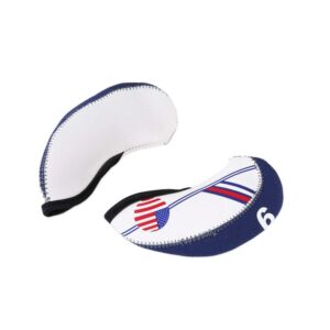 Dark Horse Golf White & Blue US Flag Neoprene Golf Club Head Cover Wedge Iron Protective Headcover For Titleist, Callaway, Ping, Taylormade, Cobra, Nike, Etc.