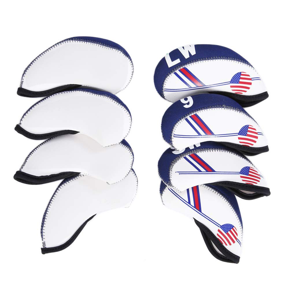 Dark Horse Golf White & Blue US Flag Neoprene Golf Club Head Cover Wedge Iron Protective Headcover For Titleist, Callaway, Ping, Taylormade, Cobra, Nike, Etc.