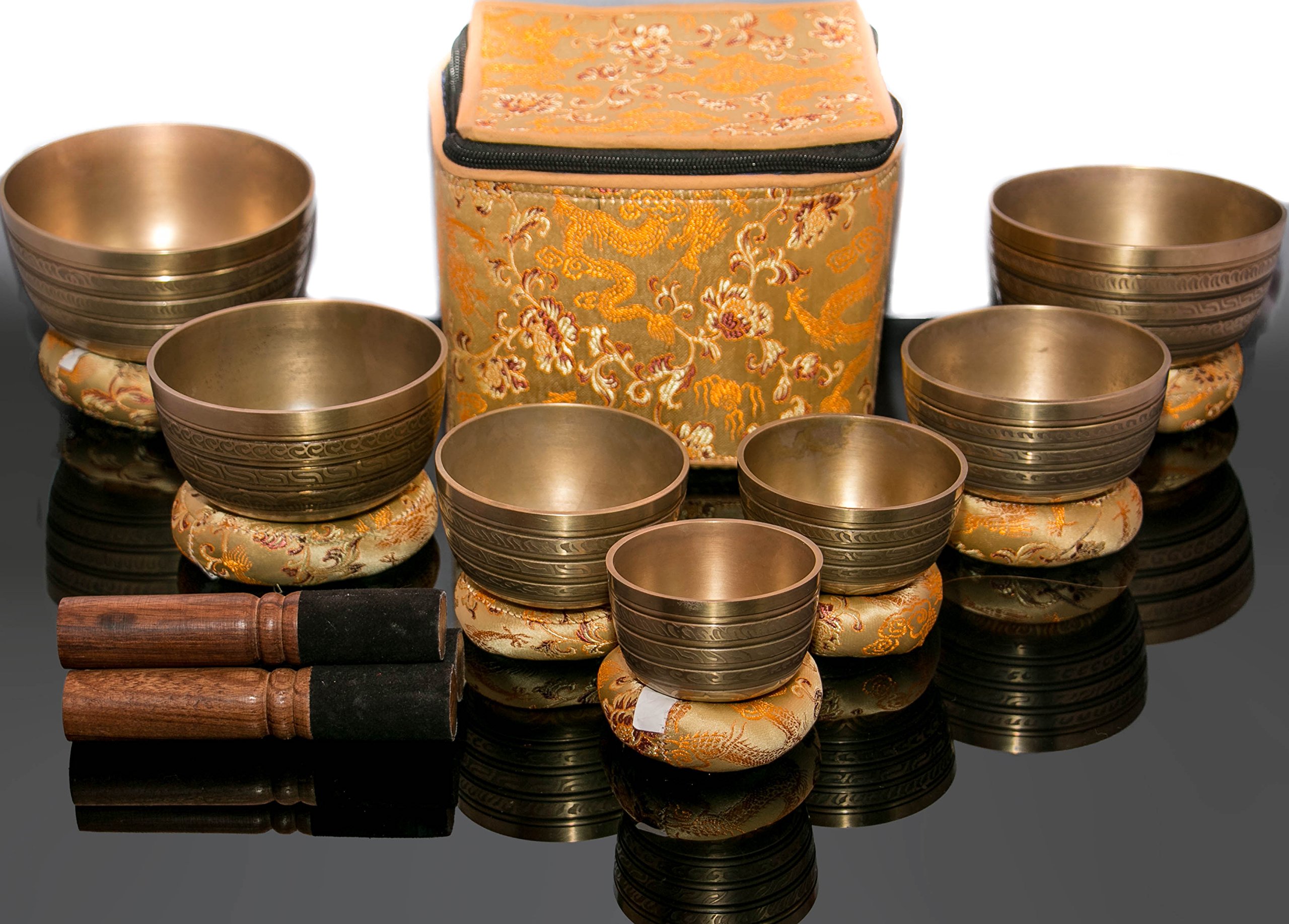 Chakra Healing Tibetan Hammered Himalayan Singing Bowl Set of 7 Meditation Bowls Hand Bowls from Nepal