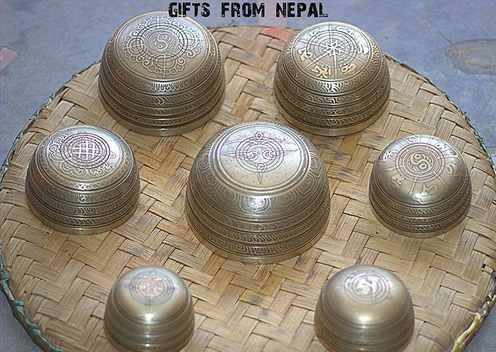 Chakra Healing Tibetan Hammered Himalayan Singing Bowl Set of 7 Meditation Bowls Hand Bowls from Nepal