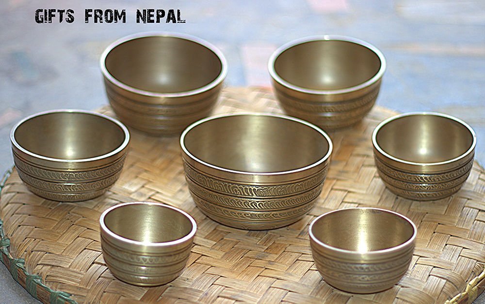 Chakra Healing Tibetan Hammered Himalayan Singing Bowl Set of 7 Meditation Bowls Hand Bowls from Nepal