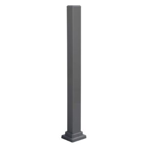 mounting post for promenaid handrail system, aluminum, charcoal grey, 3"x3" tube, 5" square base flange, 37" high