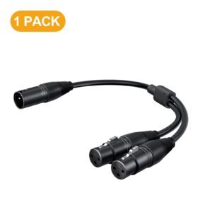 CableCreation XLR Splitter Cable, XLR Male to Dual XLR Female Y-Splitter 3Pin Balanced Microphone Cable (XLR-M to Two XLR-F), 0.3M/Black