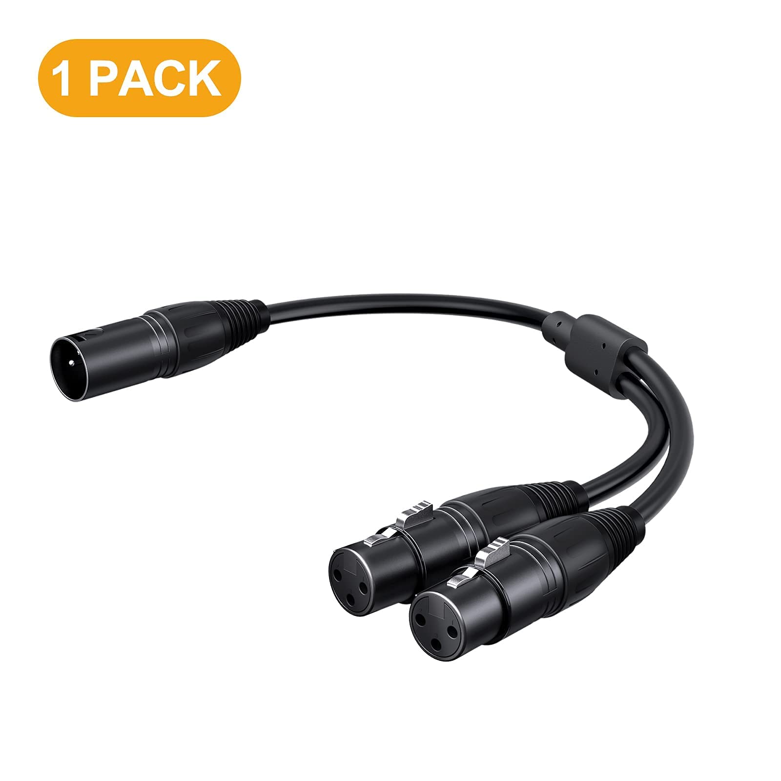 CableCreation XLR Splitter Cable, XLR Male to Dual XLR Female Y-Splitter 3Pin Balanced Microphone Cable (XLR-M to Two XLR-F), 0.3M/Black