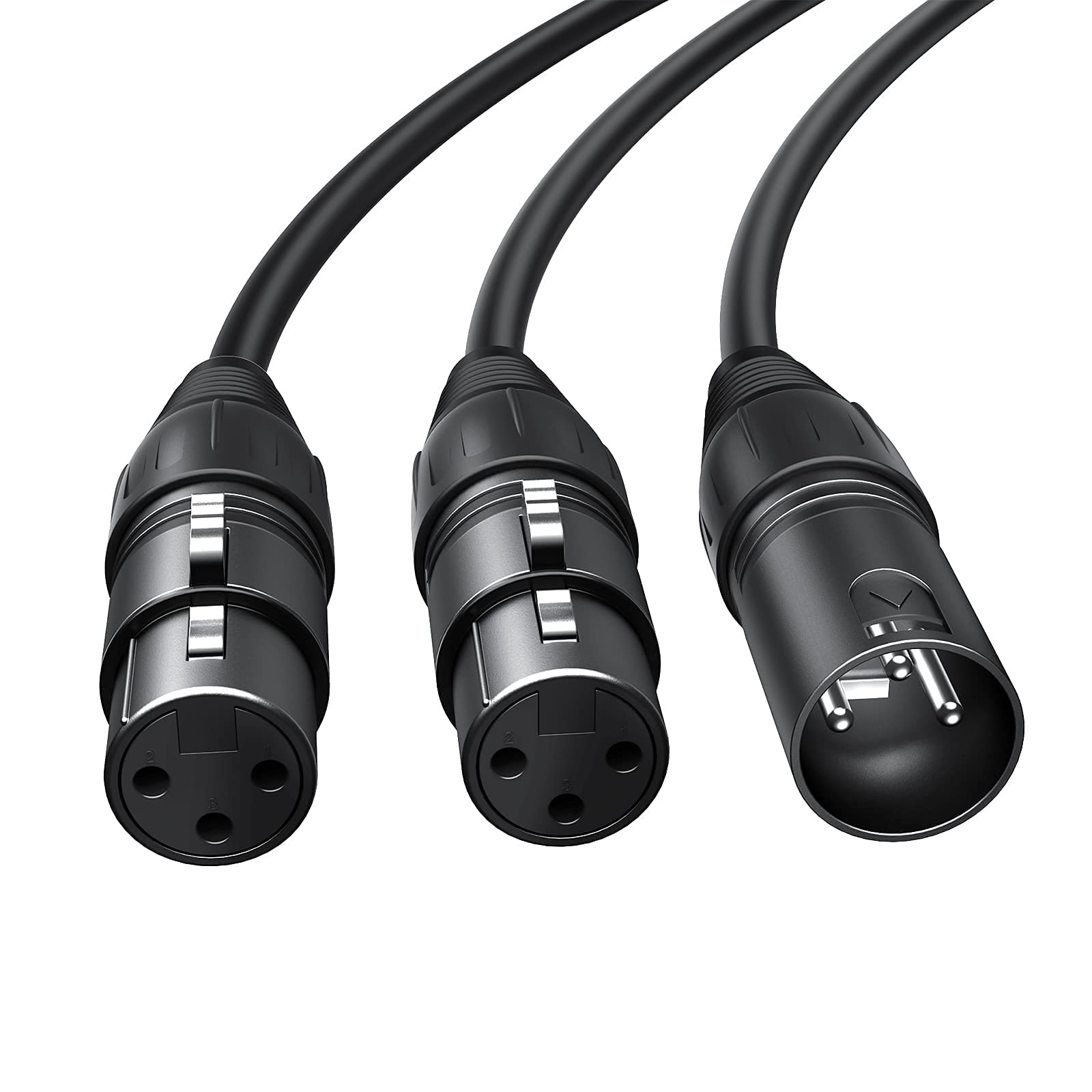 CableCreation XLR Splitter Cable, XLR Male to Dual XLR Female Y-Splitter 3Pin Balanced Microphone Cable (XLR-M to Two XLR-F), 0.3M/Black