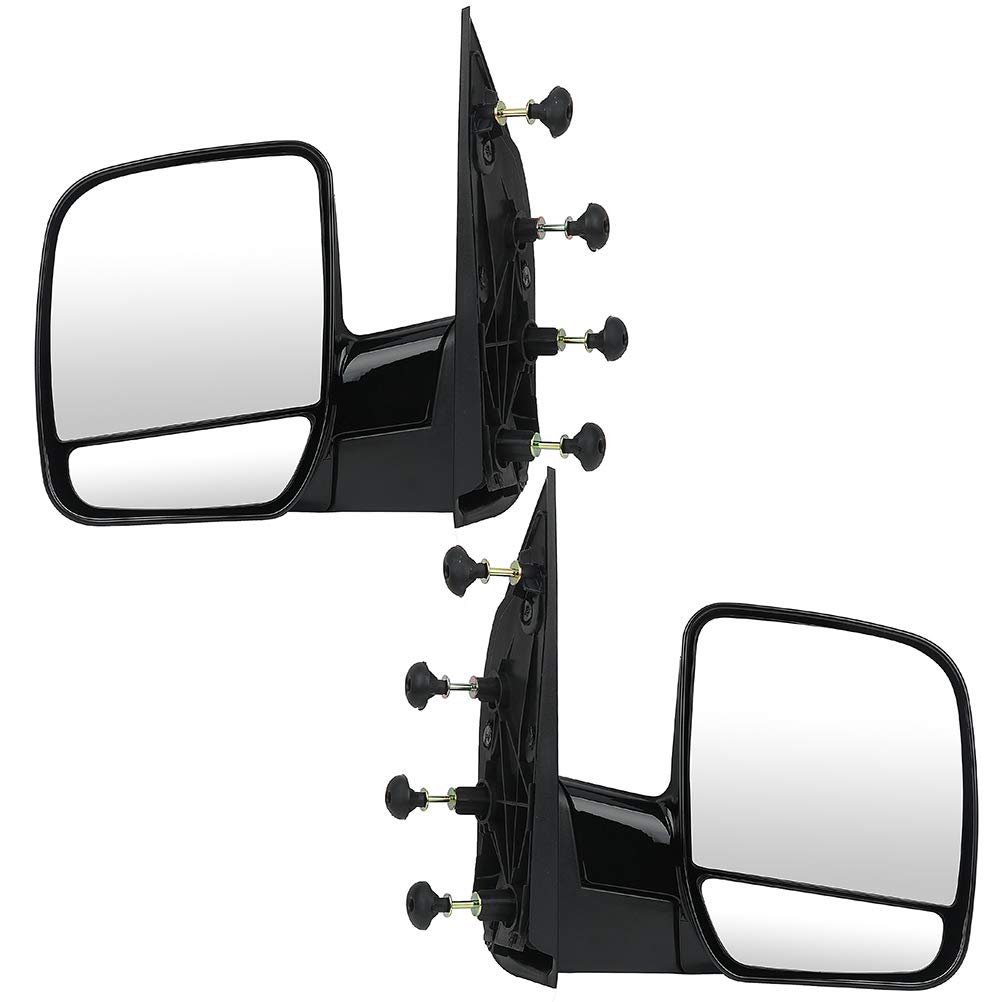 SCITOO Left and Right Side Mirrors fit for 2002 2003 2004 2005 2006 2007 2008 For Ford E150 E250 E350 E450 E550 Van(Pair Set) Manual Fold Non-heated Puddle Light Manual adjustment Mirrors FO1320253