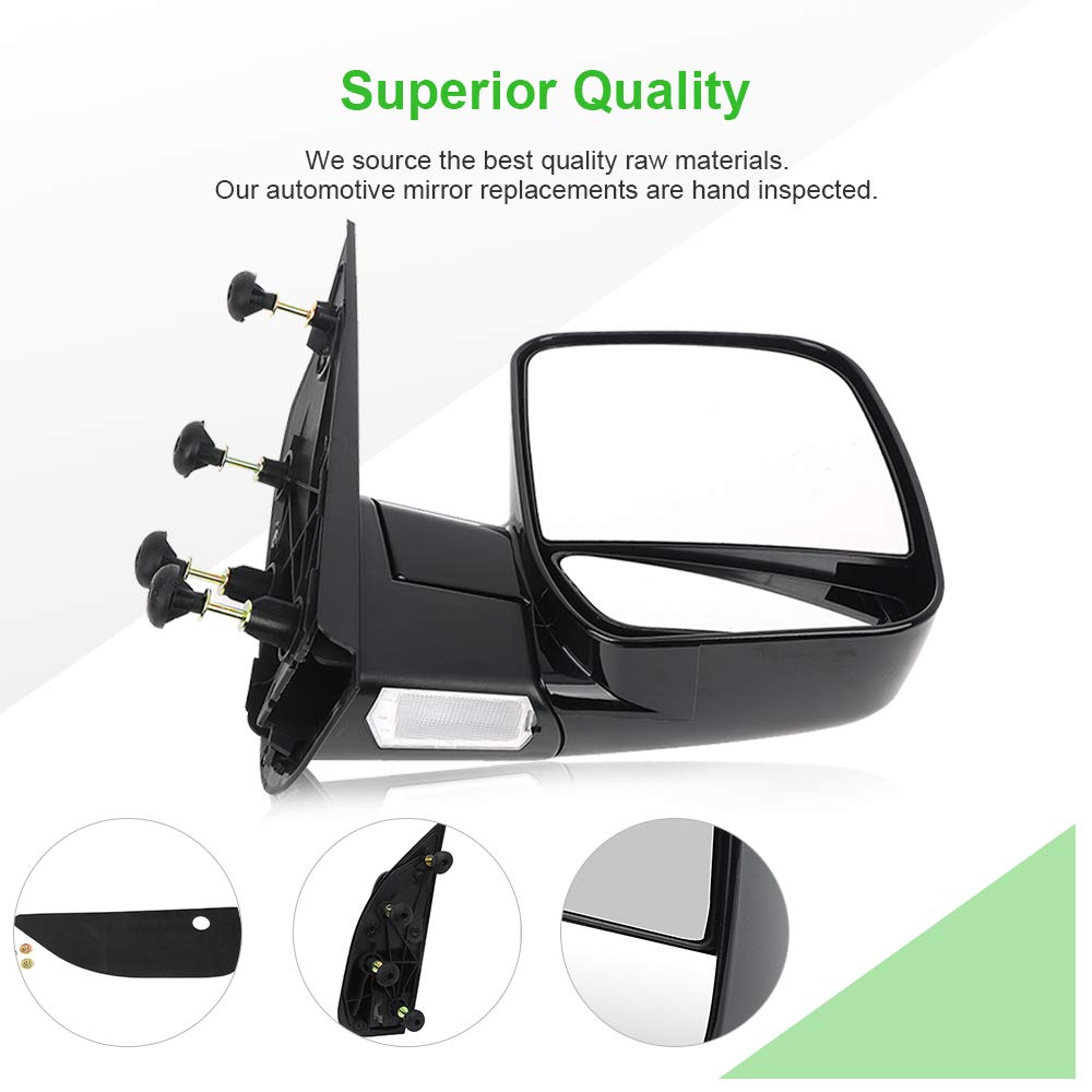 SCITOO Left and Right Side Mirrors fit for 2002 2003 2004 2005 2006 2007 2008 For Ford E150 E250 E350 E450 E550 Van(Pair Set) Manual Fold Non-heated Puddle Light Manual adjustment Mirrors FO1320253