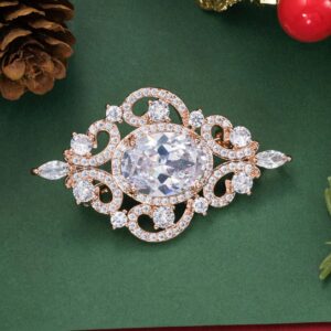 SELOVO Sparkle Vintage Bridal Pin Brooch for Wedding Cubic Zirconia