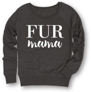 instant message - fur mama-ladies lightweight french terry pullover - size medium heather charcoal