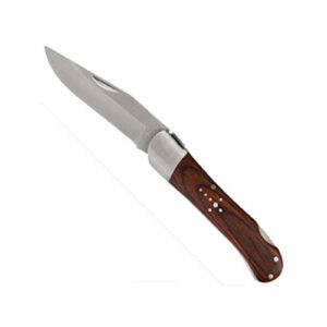 LAGUIOLE hunting knife, wood handle, with brown leather case, 19cm