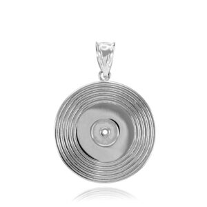 925 Sterling Silver Vinyl Disc Music Recoring Charm Pendant