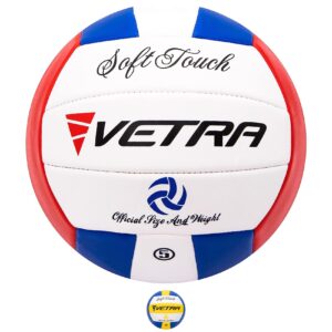 vetra premium soft touch volleyball-official size 5 for indoor/outdoor/gym/beach games - durable stitching, pvc cover & soft grip technology-ideal for adults, girls, beginners and gifts