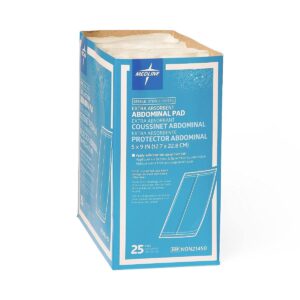 Medline NON21450H Sterile Abdominal Pads, Super Absorbent Pad, 5"X9", 25 Count