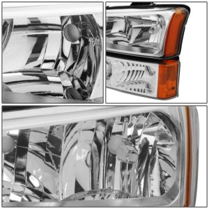 DNA MOTORING HL-OH-CS03-4P-CH-AM Chrome Amber Headlights Compatible with 2003-2006 Chevy Silverado/Avalanche