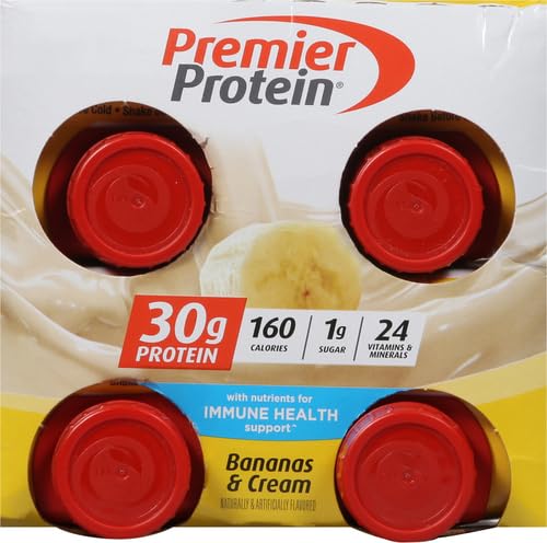 Premier Protein, 30g Shakes Bananas and Cream, 44 Fl Oz, Pack of 4