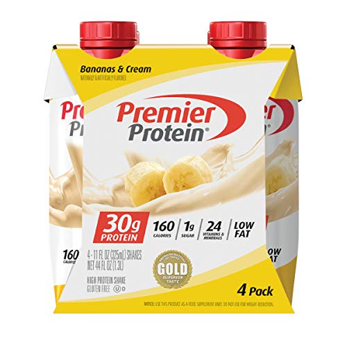 Premier Protein, 30g Shakes Bananas and Cream, 44 Fl Oz, Pack of 4