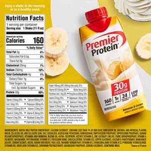 Premier Protein, 30g Shakes Bananas and Cream, 44 Fl Oz, Pack of 4