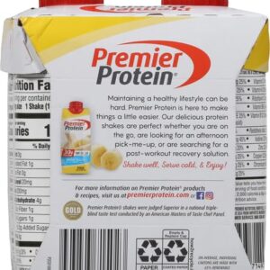 Premier Protein, 30g Shakes Bananas and Cream, 44 Fl Oz, Pack of 4