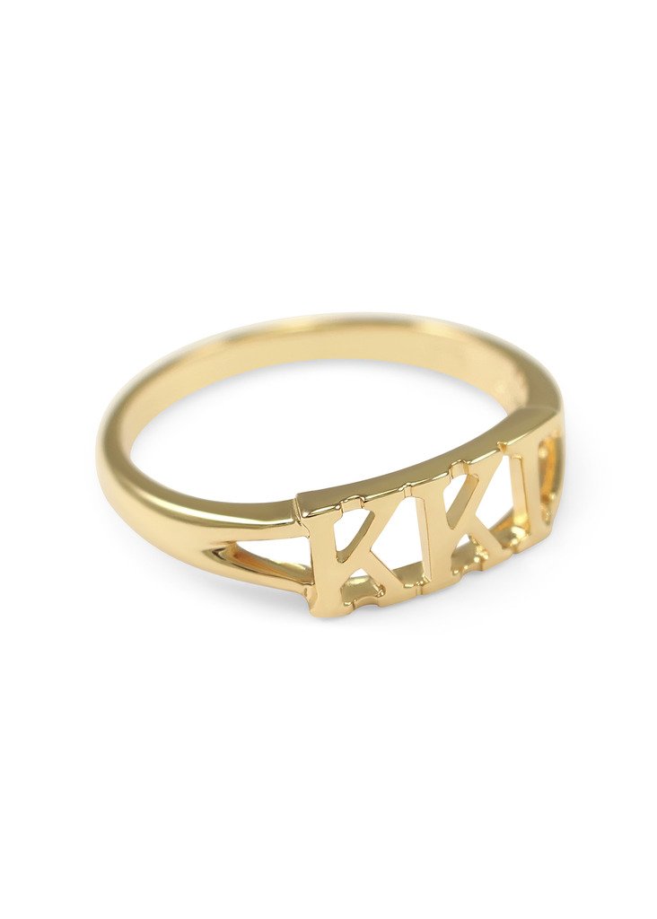 The Collegiate Standard Kappa Kappa Gamma 14k Gold Plated Sorority Ring with Greek letters