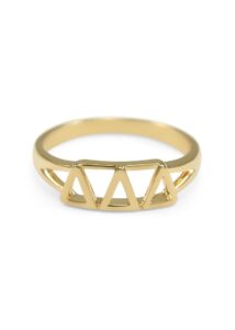 the collegiate standard delta delta delta 14k gold plated sorority ring with greek letters