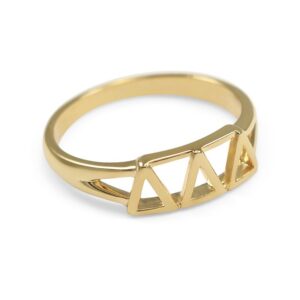 The Collegiate Standard Delta Delta Delta 14k Gold Plated Sorority Ring with Greek letters