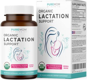 usda organic lactation supplement - increase milk supply with herbal breastfeeding support - aid for mothers - organic: fenugreek seed, fennel & milk thistle - 60 vegan capsules (no pills or cookies)