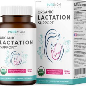 USDA Organic Lactation Supplement - Increase Milk Supply with Herbal Breastfeeding Support - Aid for Mothers - Organic: Fenugreek Seed, Fennel & Milk Thistle - 60 Vegan Capsules (No Pills or Cookies)