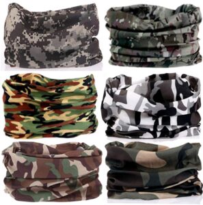 kalily 6pcs headband bandana - versatile sports camo headwear –neck gaiter, headwrap, balaclava for camping, cycling, fishing