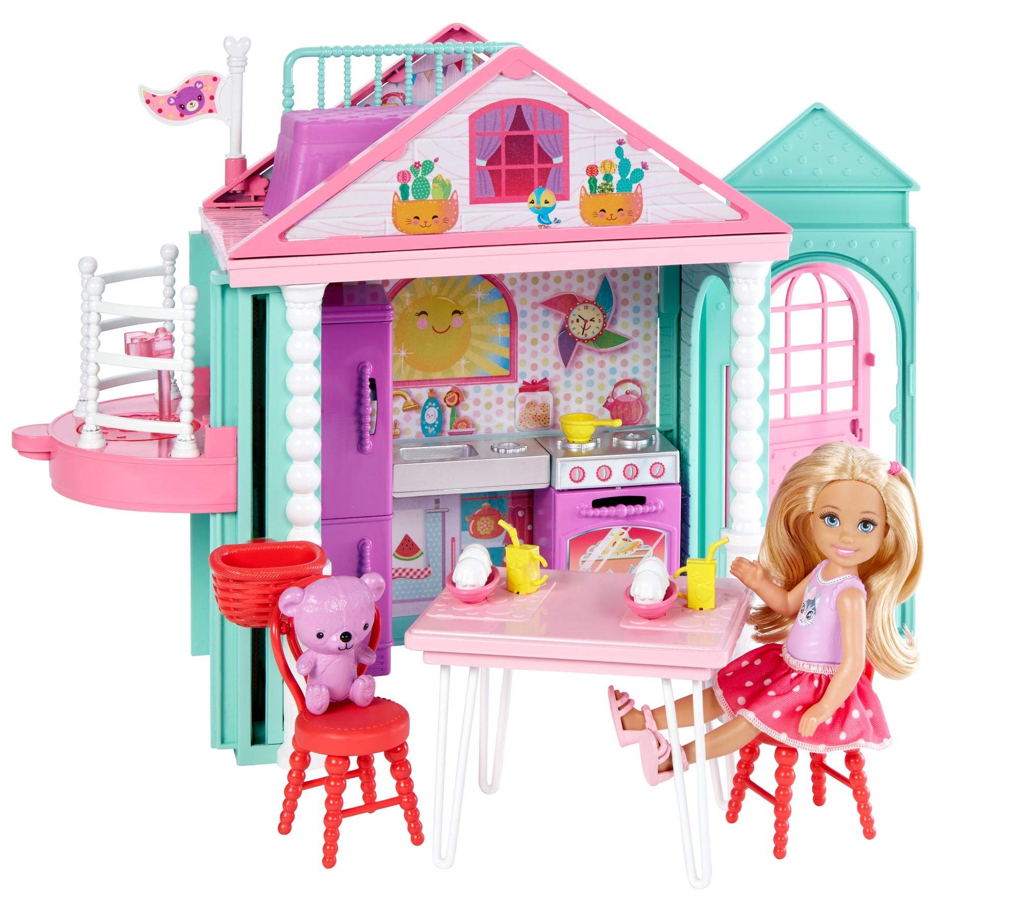 Barbie Club Chelsea Two-Story Playhouse Playset and Teddy Bear