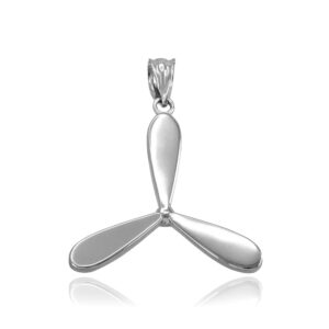 polished 925 sterling silver airplane propeller charm pendant