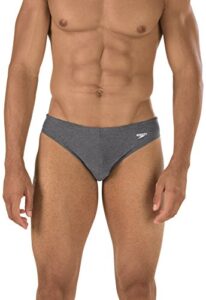 speedo men's swimsuit brief powerflex eco solar, heather grey, 38