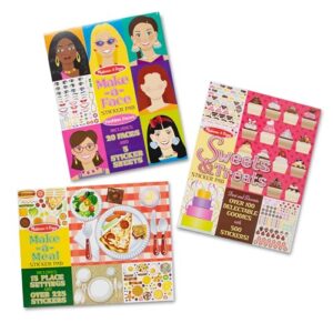 Melissa & Doug Sticker Pads 3-Pack - Sweets and Treats, Make-a-Face Fashion, and Make-a-Meal - FSC Certified