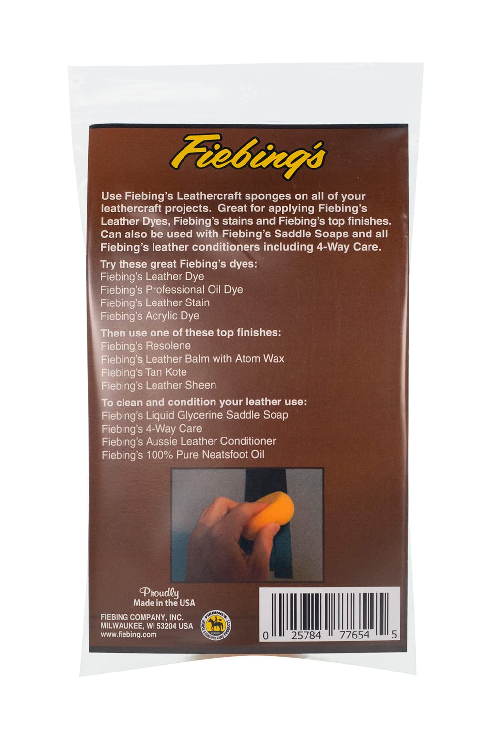 Fiebing's Leathercraft Sponges (2 Pack) - 3" Round Painting Sponges to Apply Fiebing's Leather Dyes, Stains, Top Finishes, Saddle Soaps - Multi-Purpose for Watercolor, Pottery, Ceramics, Arts & Crafts