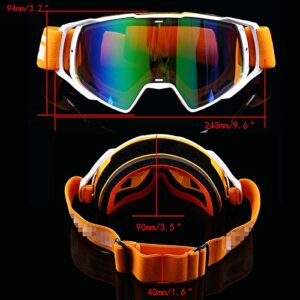 Motocross UTV ATV Dirt Bike Off-road Ski Snowboarding Goggles Stylish Colorful (Orange)