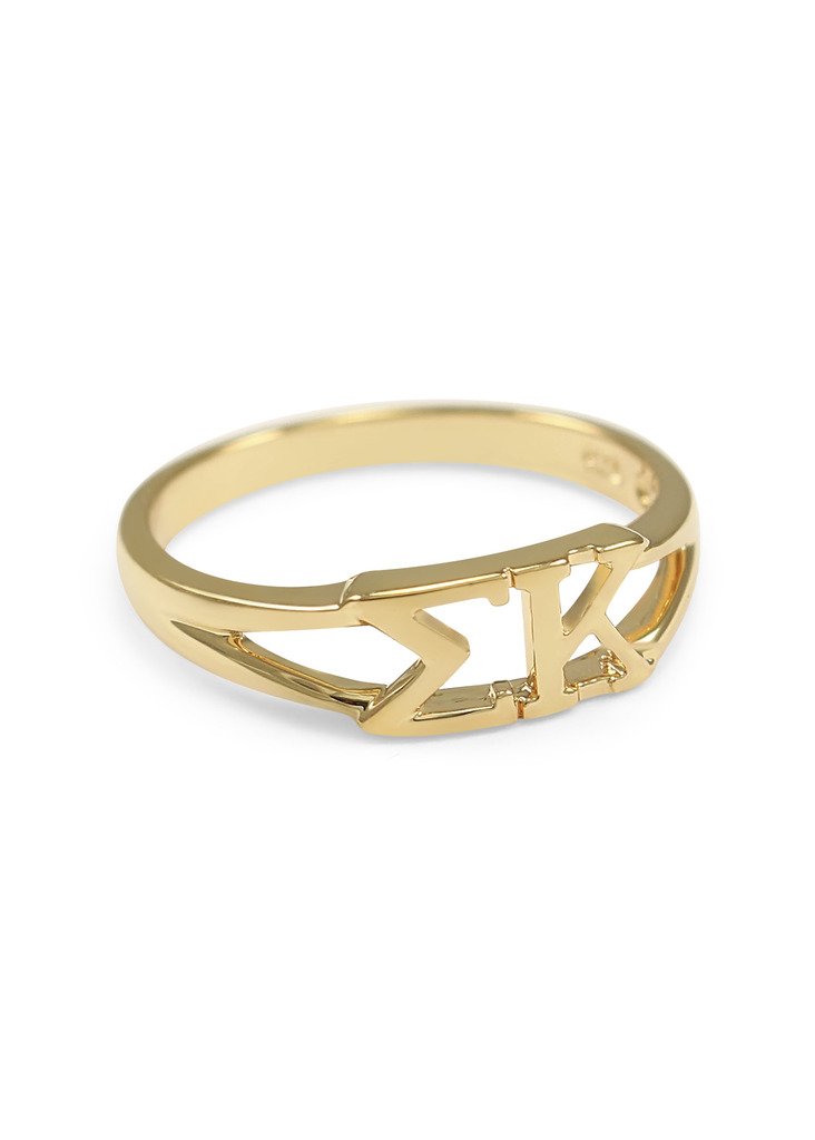 The Collegiate Standard Sigma Kappa 14k Gold Plated Sorority Ring with Greek letters (7.0)