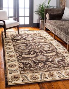 unique loom voyage collection traditional oriental classic intricate floral design area rug (2' 2 x 3' 0 rectangular, brown/gold)