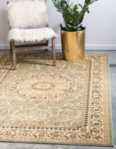 unique loom versailles collection traditional classic medallion floral motif area rug (2' 2 x 3' 0 rectangular, green/ ivory)