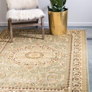 Unique Loom Versailles Collection Traditional Classic Medallion Floral Motif Area Rug (2' 2 x 3' 0 Rectangular, Green/ Ivory)