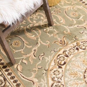 Unique Loom Versailles Collection Traditional Classic Medallion Floral Motif Area Rug (2' 2 x 3' 0 Rectangular, Green/ Ivory)